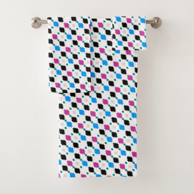 Cute colourful tribal aztec pattern bath towel set (Insitu)