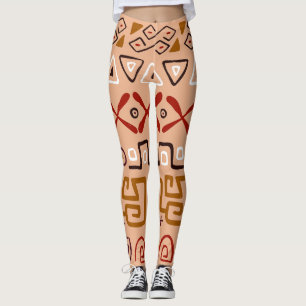 Cute colourful Tribal pattern Pink and brown Trend Leggings