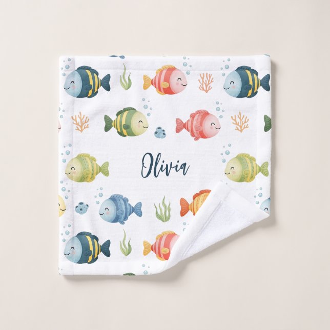 Cute Colourful Tropical Fish Pattern Wash Cloth (Wash Cloth)