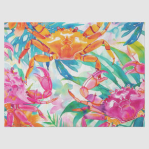 Cute Colourful Tropical Watercolor Crabs Tissue Paper