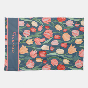 Cute Colourful Tulips Ai Generated Pattern Name Tea Towel