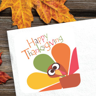 Cute Colourful Turkey Happy Thanksgiving Sticker