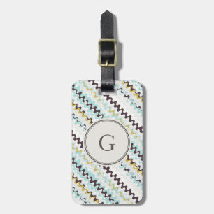 Cute colourful turquoise abstract pattern monogram luggage tag