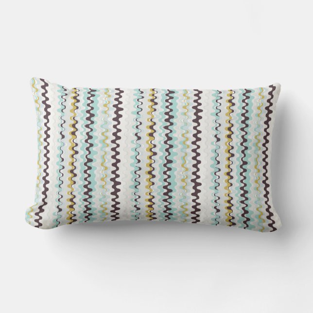 Cute colourful turquoise abstract pattern monogram lumbar cushion (Front)