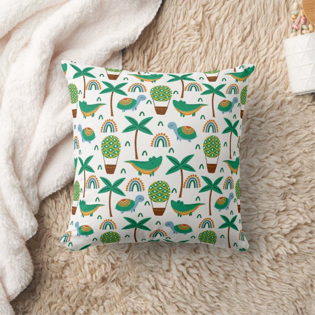 Cute Colourful Turtle Alligator Rainbow Pattern Cushion (Blanket)