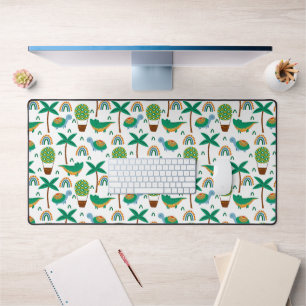 Cute Colourful Turtle Alligator Rainbow Pattern Desk Mat