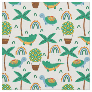 Cute Colourful Turtle Alligator Rainbow Pattern Fabric