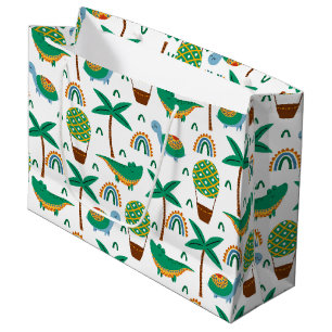 Cute Colourful Turtle Alligator Rainbow Pattern Large Gift Bag