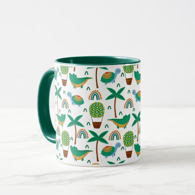 Cute Colourful Turtle Alligator Rainbow Pattern Mug (Front Left)