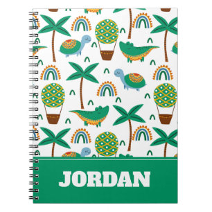 Cute Colourful Turtle Alligator Rainbow Pattern Notebook