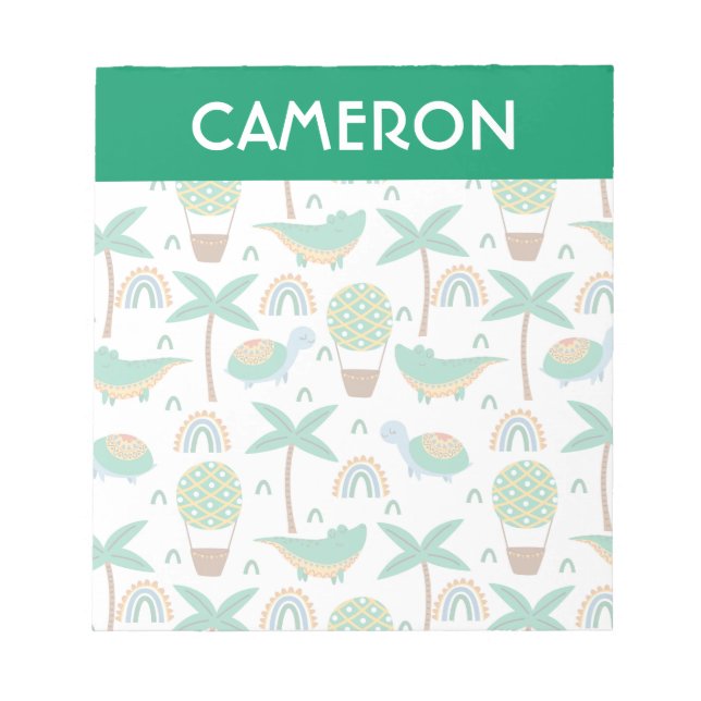 Cute Colourful Turtle Alligator Rainbow Pattern Notepad (Front)