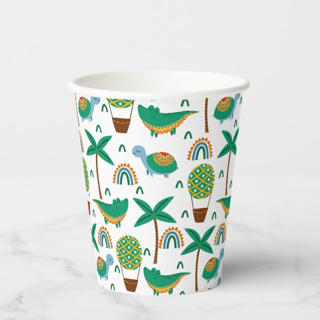 Cute Colourful Turtle Alligator Rainbow Pattern Paper Cups (Front)
