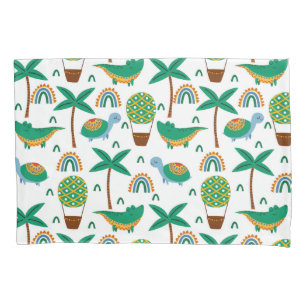 Cute Colourful Turtle Alligator Rainbow Pattern Pillowcase