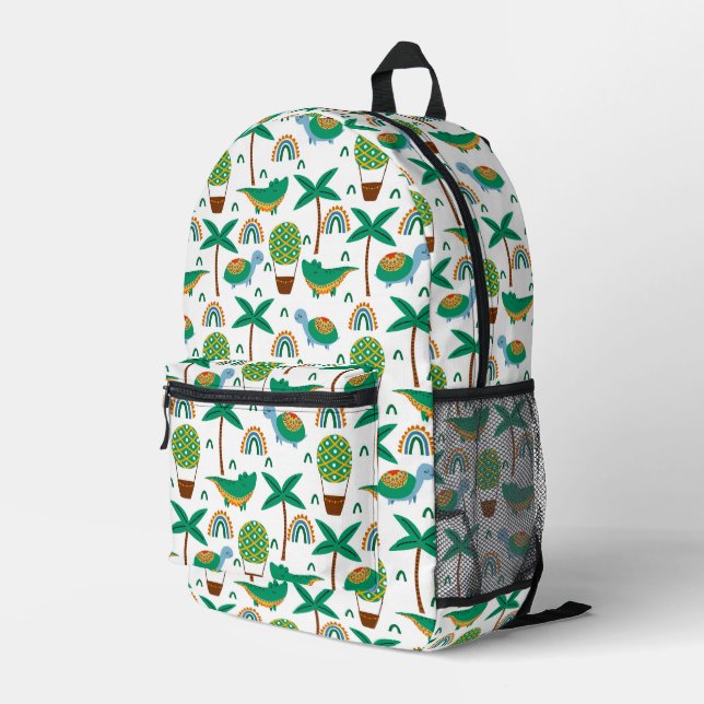Cute Colourful Turtle Alligator Rainbow Pattern Printed Backpack (Back Corner Right)