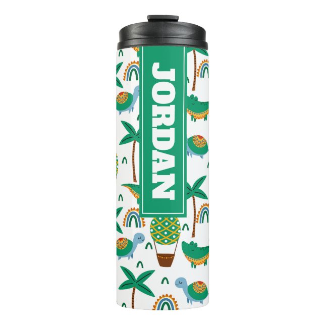 Cute Colourful Turtle Alligator Rainbow Pattern Thermal Tumbler (Front)