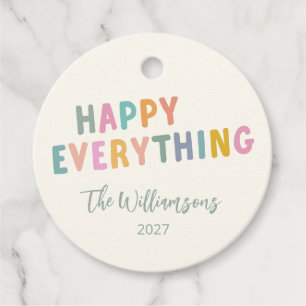 Cute Colourful Typography Happy Everything Custom Favour Tags