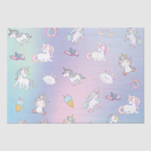 Cute colourful Unicorn pastel Rainbow Doughnuts Tissue Paper