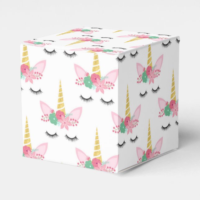 Cute Colourful Unicorn Pattern for Birthday Party Favour Box (Front Side)