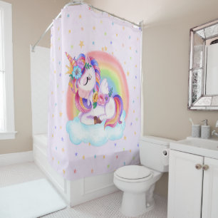 Cute Colourful Unicorn Rainbow  Shower Curtain