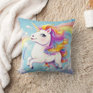 Cute Colourful Unicorns Rainbows Girly Kids Cushion