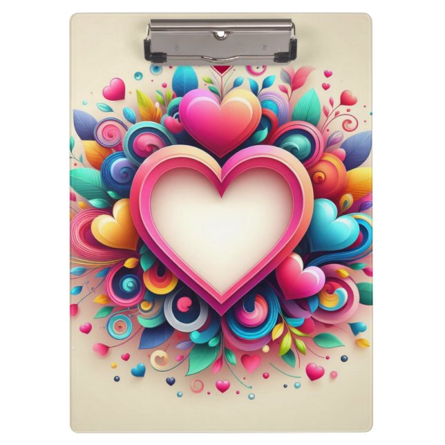 Cute colourful Valentines day  Clipboard (Front)