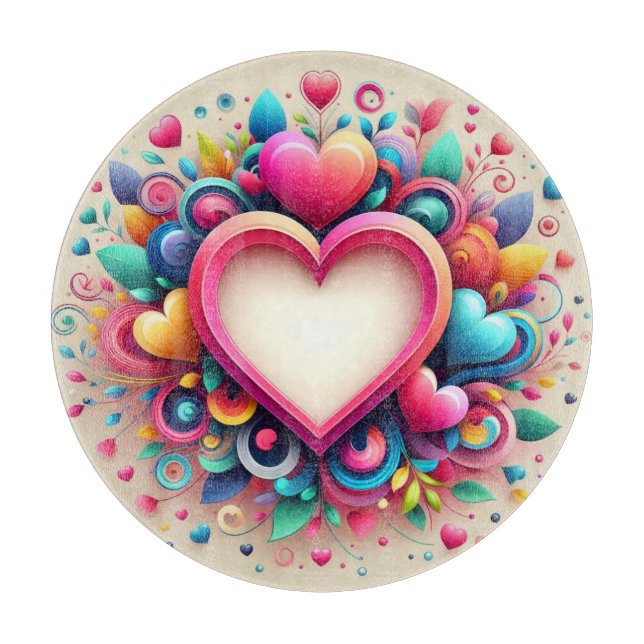 Cute colourful Valentines day  Cutting Board (Front)