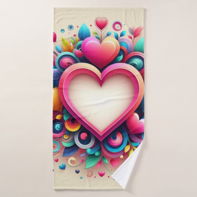 Cute Colourful Valentine's Day heart Bath Towel (Bath Towel)