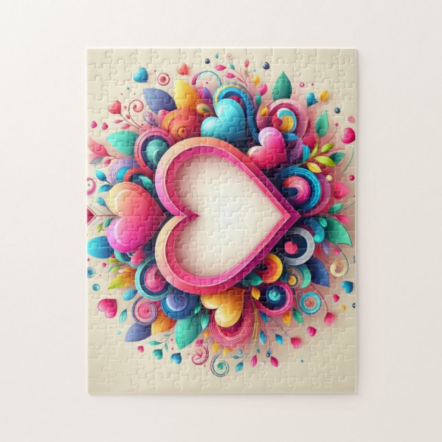 Cute Colourful Valentine's Day heart Jigsaw Puzzle (Vertical)