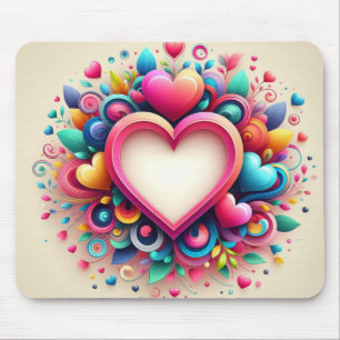 Cute Colourful Valentine's Day heart Mouse Pad