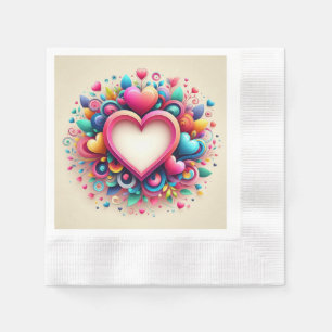 Cute Colourful Valentine's Day heart Napkin