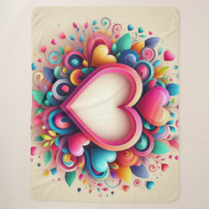 Cute Colourful Valentine's Day heart Sherpa Blanket