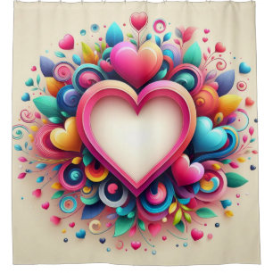 Cute Colourful Valentine's Day heart Shower Curtain