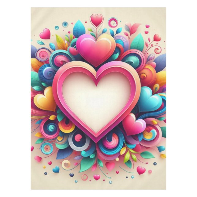 Cute colourful Valentines day  Tablecloth (Front)