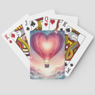 Cute colourful Valentine's Heart balloon Playing Cards