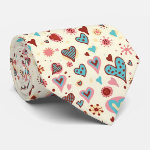 Cute Colourful Valentines Hearts Pattern Tie