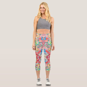 Cute colourful vintage floral capri leggings
