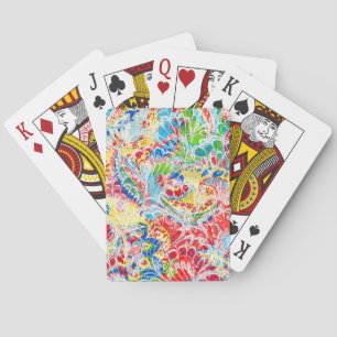 Cute colourful vintage floral iPhone wallet case Playing Cards