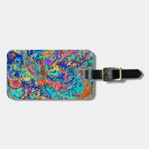 Cute colourful vintage floral luggage tag