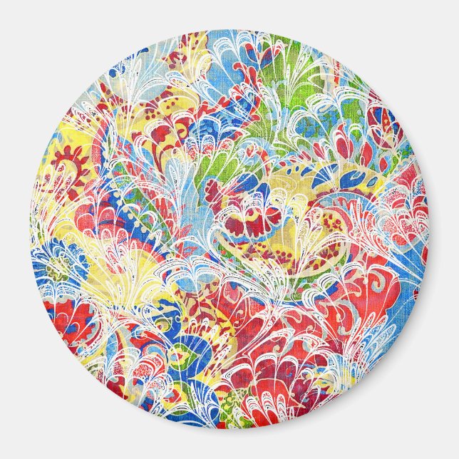 Cute colourful vintage floral magnet (Front)