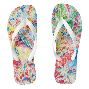 Cute colourful vintage floral thongs