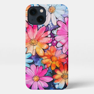 Cute Colourful Vintage Flower Art iPhone 13 Case