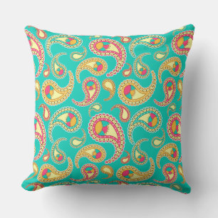 Cute colourful vintage paisley pattern cushion