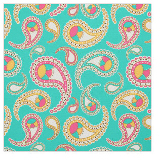 Cute colourful vintage paisley pattern fabric