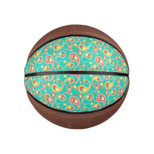 Cute colourful vintage paisley pattern mini basketball