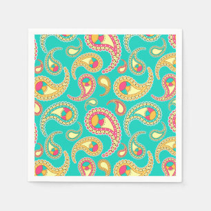 Cute colourful vintage paisley pattern napkin