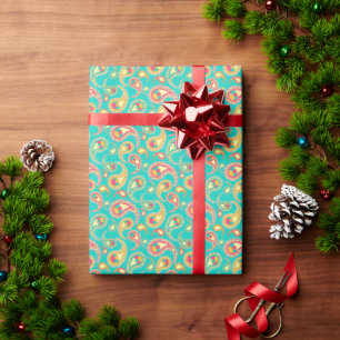 Cute colourful vintage paisley pattern wrapping paper