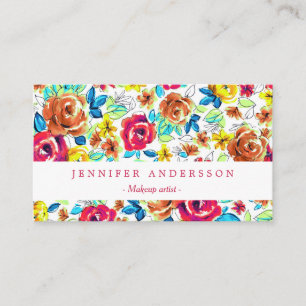 Cute colourful vintage roses patterns business card