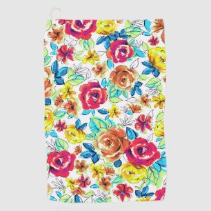 Cute colourful vintage roses patterns car magnet golf towel