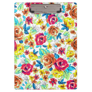 Cute colourful vintage roses patterns clipboard