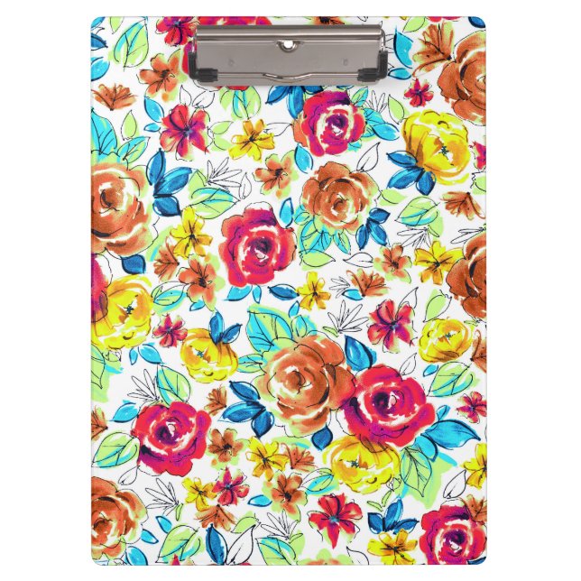 Cute colourful vintage roses patterns clipboard (Front)